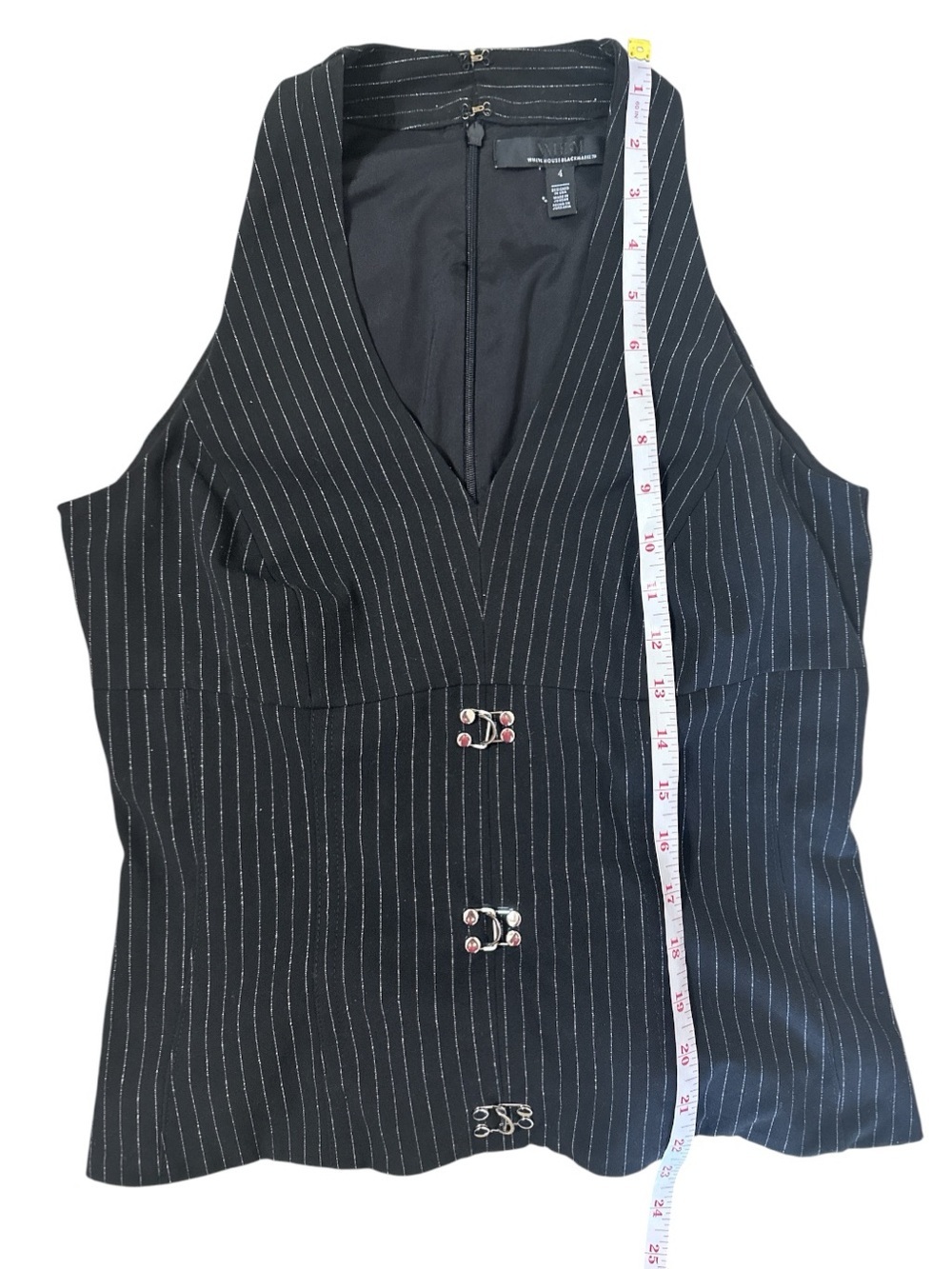 White House Black Market Pinstriped Hook & Eye Halter Top Size 4 - Picture 7 of 9